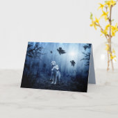 森の挨拶状のオオカミ カード (黄色い花)