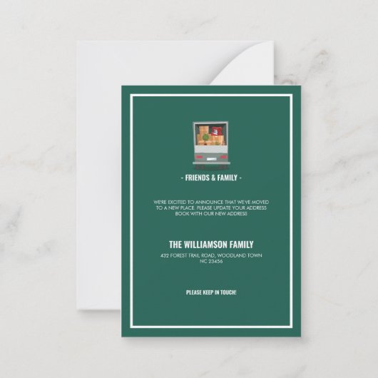 森の新しいネック緑の森の予算の移動 ノートカード (裏面)