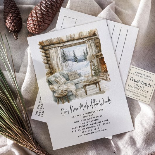 森の新しい首が冬の休日を移動 案内ポストカード