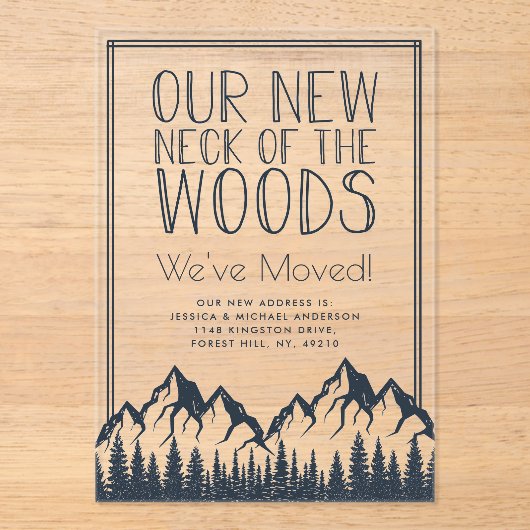 森の新しい首が新しい家を動かす アクリル招待状 (正面)