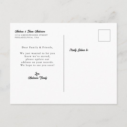 森の新しい首が新しい家を引っ越す 案内ポストカード (裏面)