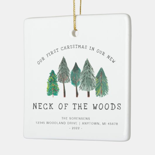 森の新しい首のクリスマス素朴 セラミックオーナメント (左)