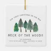 森の新しい首のクリスマス素朴 セラミックオーナメント (裏面)