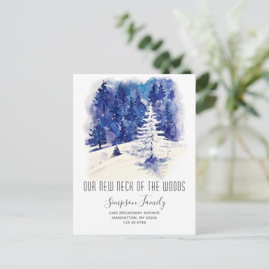 森の新しい首の冬の動く発表 ポストカード