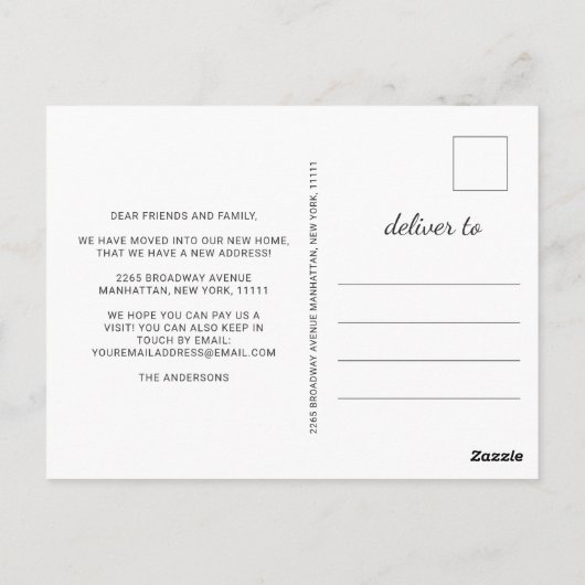 森の新しい首の冬の動く発表 ポストカード (裏面)