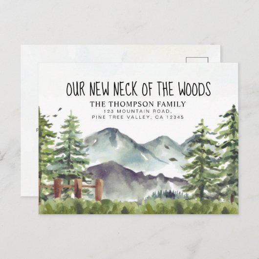 森の新しい首の動く水色 案内ポストカード (正面/裏面)