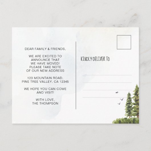 森の新しい首の動く水色 案内ポストカード (裏面)