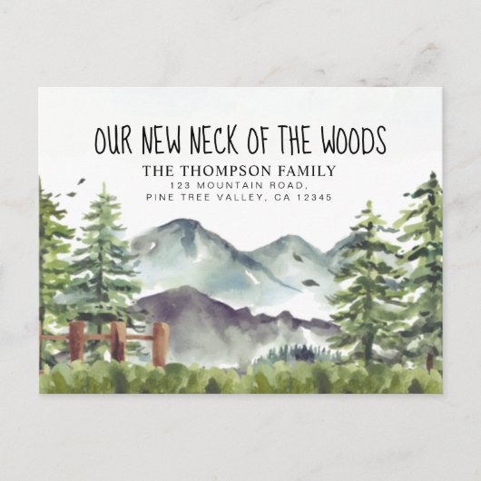 森の新しい首の動く水色 案内ポストカード (正面)