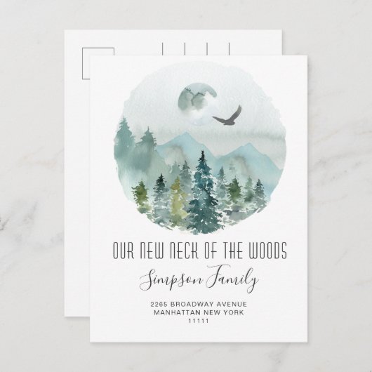 森の新しい首の動く発表 案内ポストカード (正面/裏面)