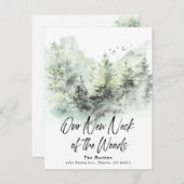 森の新しい首の動く発表 案内ポストカード (正面/裏面)