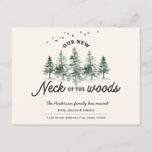 森の新しい首の動く発表 案内ポストカード (正面)