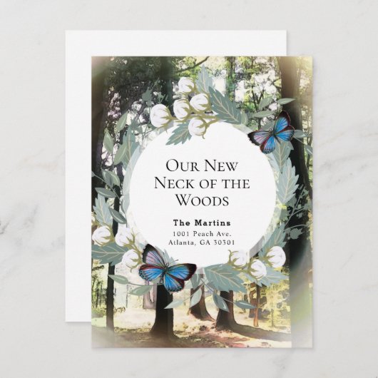 森の新しい首の動く発表 案内ポストカード (正面/裏面)