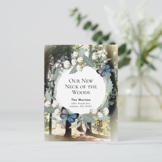 森の新しい首の動く発表 案内ポストカード (スタンド正面)