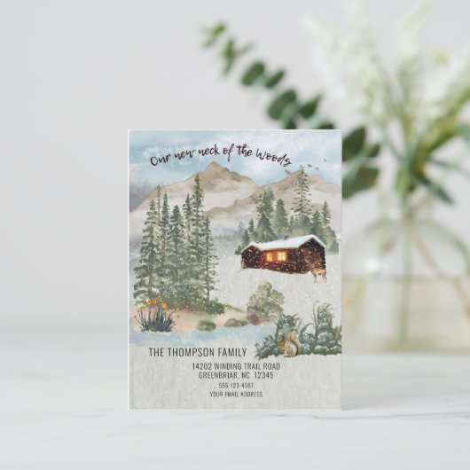 森の新しい首の山々が動く ポストカード (スタンド正面)