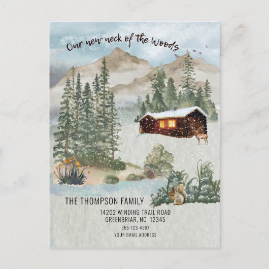 森の新しい首の山々が動く ポストカード (正面)