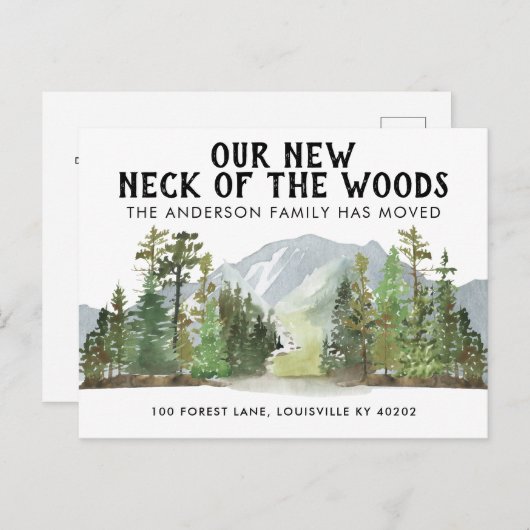 森の新しい首の山を移動 案内ポストカード (正面/裏面)