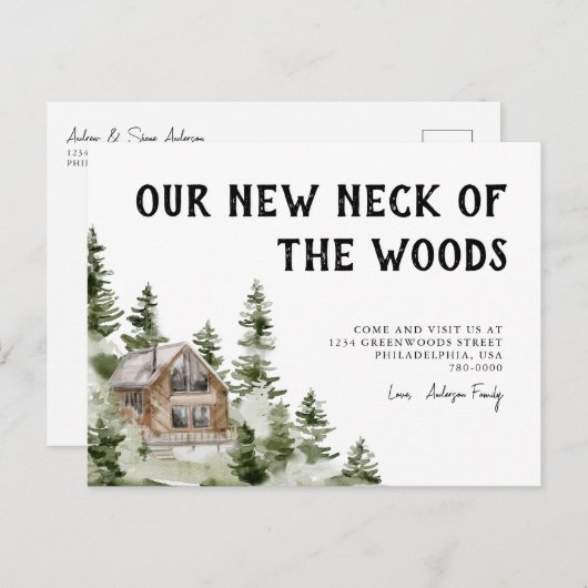 森の新しい首の新しいアドレス移動 案内ポストカード (正面/裏面)