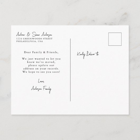 森の新しい首の新しいアドレス移動 案内ポストカード (裏面)