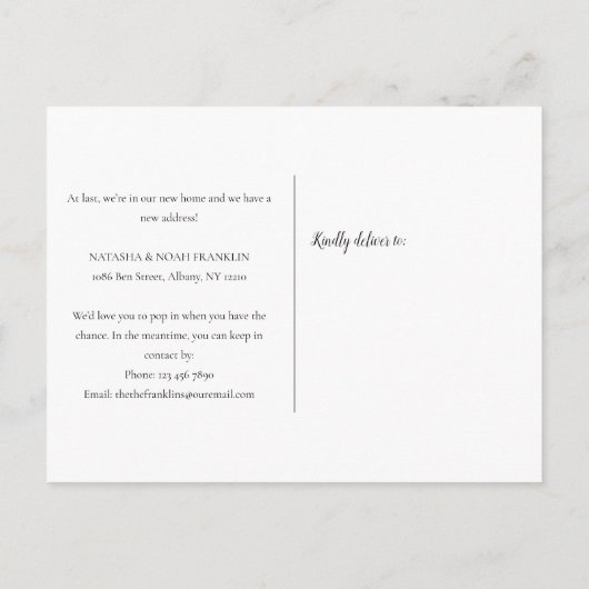 森の新しい首の新しいホームアドレス 案内ポストカード (裏面)