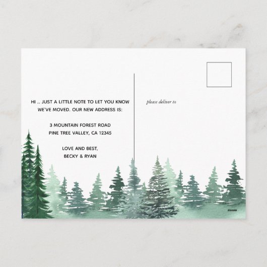 森の新しい首の森の松の動き シーズンポストカード (裏面)