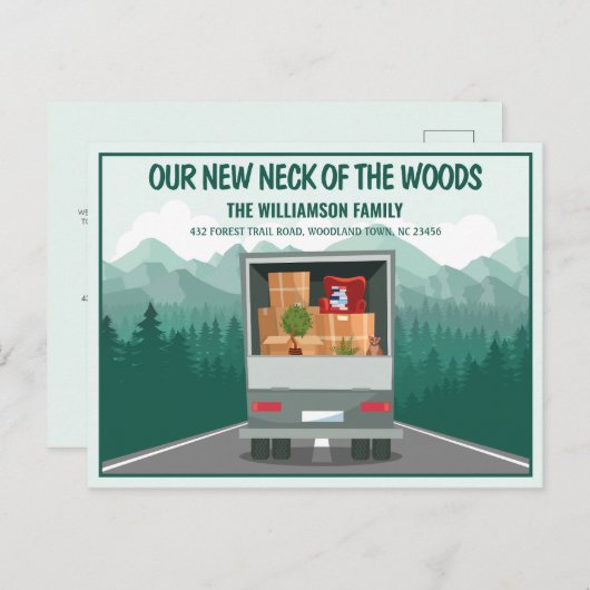 森の新しい首の緑の森が動く 案内ポストカード (正面/裏面)