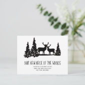 森の新しい首の鹿の素朴木が動く ポストカード (スタンド正面)