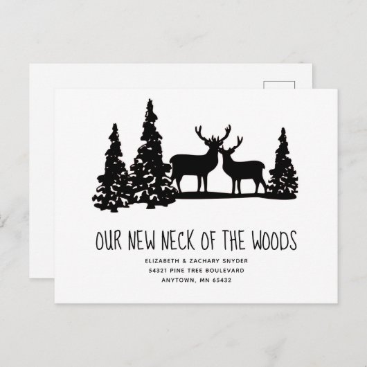 森の新しい首の鹿の素朴木が動く ポストカード (正面/裏面)