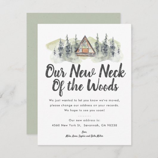 森の新しい首 | お知らせカードの移動 案内状 (正面/裏面)