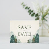 森の日付を保存はがきエレガント松の冬 案内ポストカード (スタンド正面)