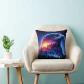 森の日没とイーグルシルエット クッション (椅子)