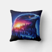 森の日没とイーグルシルエット クッション (裏面)