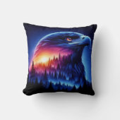 森の日没とイーグルシルエット クッション (正面)