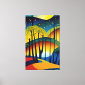 森の星空のサイケデリック夜 キャンバスプリント (正面)