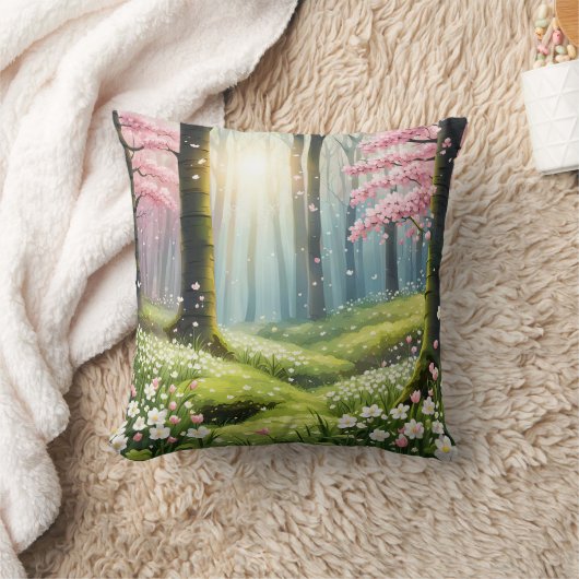 森の春 クッション (ブランケット)