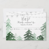 森の木々とイルミネーションの水彩デザイン, 出席確認 招待状 (正面)