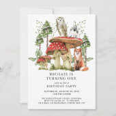 森の木々と少年 誕生日おめでとう 招待状 (正面)