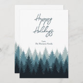 森の木々と素朴な風景のホリデーシーズン シーズンカード (正面/裏面)