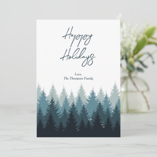 森の木々と素朴な風景のホリデーシーズン シーズンカード (スタンド正面)