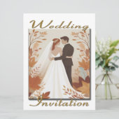 森の木々の中で愛を育むカップルの結婚式招待状 - 秋 招待状 (スタンド正面)