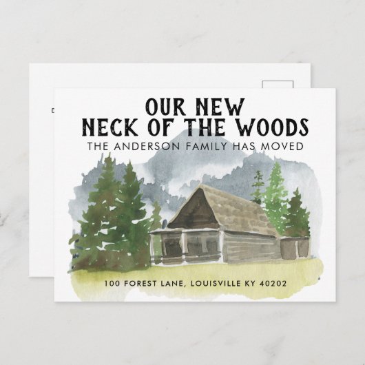 森の木々の新しい首の山を移動 案内ポストカード (正面/裏面)