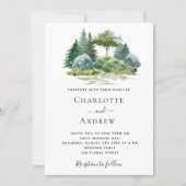 森の木々の森の緑結婚の 招待状 (正面)
