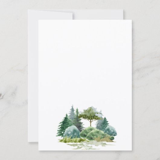 森の木々の森の緑結婚の 招待状 (裏面)