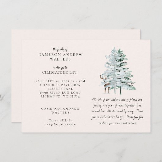 森の木々の生命のお祝い 招待状 (正面/裏面)