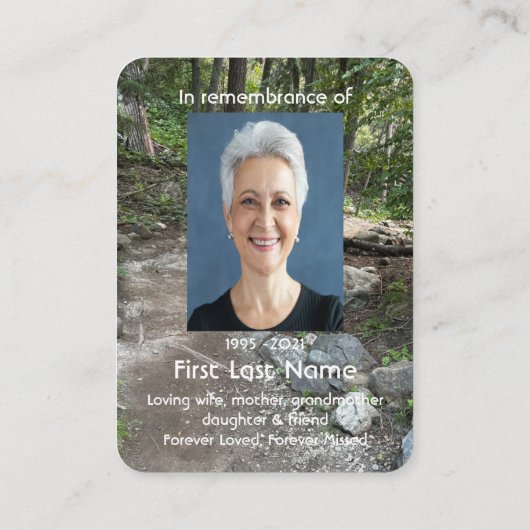 森の木々の荒野の美しい道 名刺 (裏面)