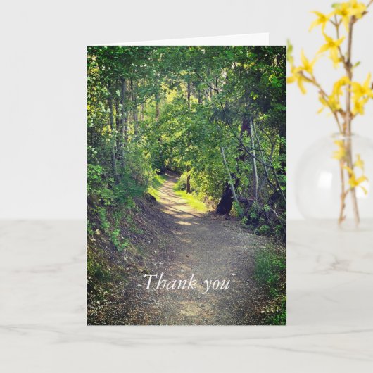 森の木々の道をありがとう カード (黄色い花)