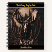 森の木々の間のムースの彫刻 ノートブック (正面)