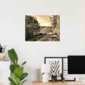 森の木々歩くパスに沿ってゴージャスな日のポスト ポスター (ホームオフィス)