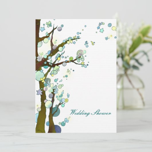 森の木々白結婚のカップルのシャワー 招待状 (スタンド正面)