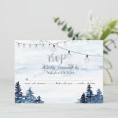 森の木々, イルミネーション, 水彩画　出欠お知らせカード 招待状 (スタンド正面)