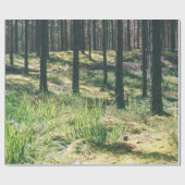 森の木々。自然緑木陽光背景 ラッピングペーパー (フラット)